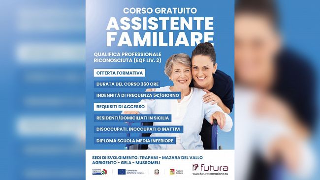 Trapani, iscrizioni aperte fino al 18 marzo per il corso gratuito di Assistente Familiare