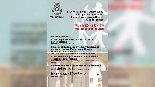 Ad Alcamo il forum “Ruolo del terzo settore per lo sviluppo della comunità. Evoluzione e prospettiva di collaborazione”