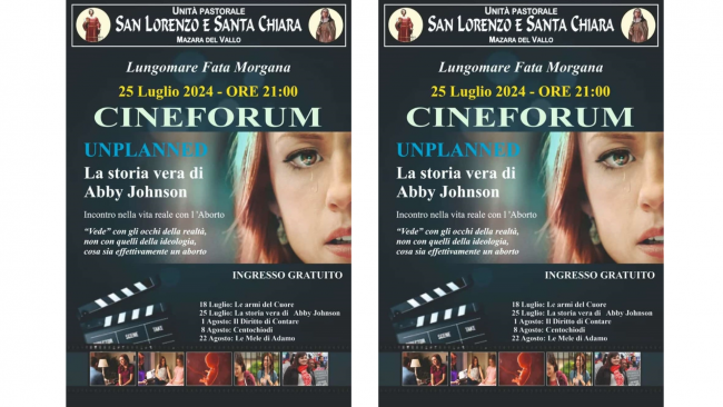 Mazara, il 25 luglio il cineforum organizzato dalle parrocchie San Lorenzo e Santa Chiara