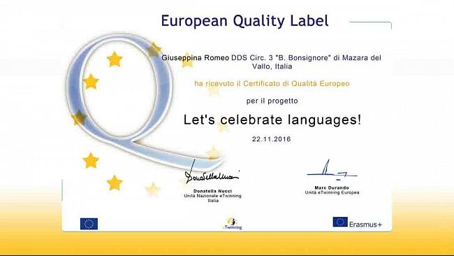 Mazara, per il plesso Don Milani B del III Circolo B. Bonsignore nuovo Certificato di Qualità Europeo