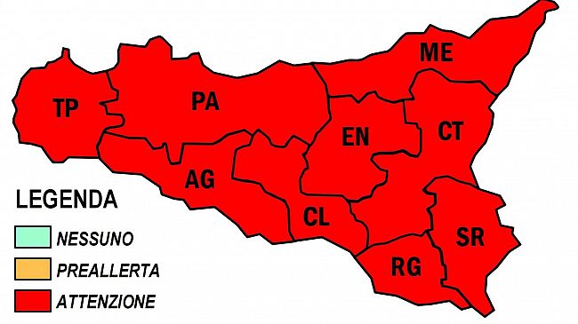 ​Alto rischio di incendi in tutta la Sicilia