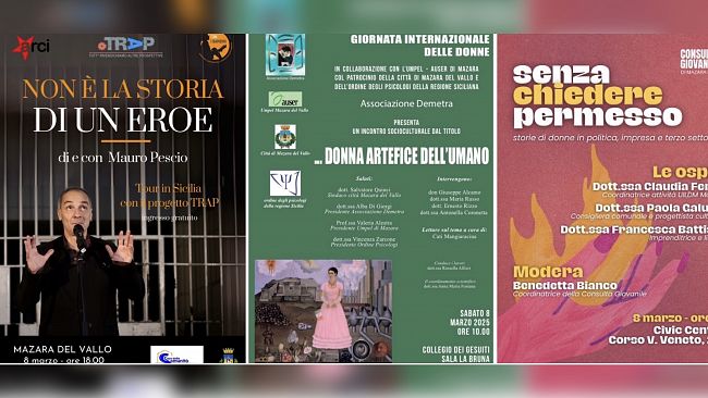 Mazara, Giornata Internazionale della Donna. Tre gli eventi in programma sabato 8 marzo