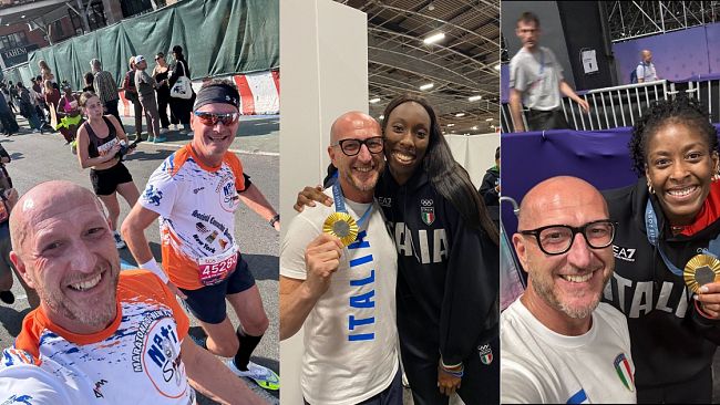 Simone Facchinetti della Nati Stanchi runners Partanna, festeggia l'oro olimpico del volley femminile