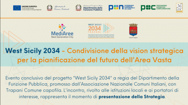 ​Area Vasta: giovedì 16 novembre la presentazione della strategia West Sicily 2034
