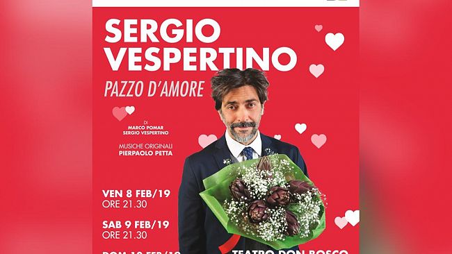 “Pazzo d’amore”: lo spettacolo di Sergio Vespertino al Teatro Don Bosco di Trapani