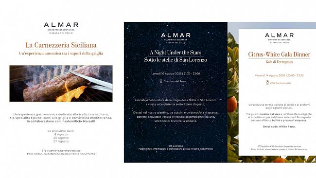 Agosto ad Almar Giardino di Costanza: gusto, tradizione e serate esclusive aperte anche agli ospiti esterni