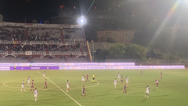 Trapani-Casertana 0-1, campani in vantaggio all’intervallo