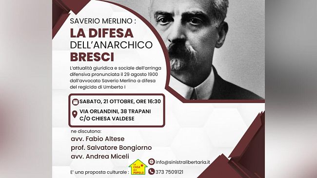 Dibattito a Trapani sul caso giudiziario di Gaetano Bresci