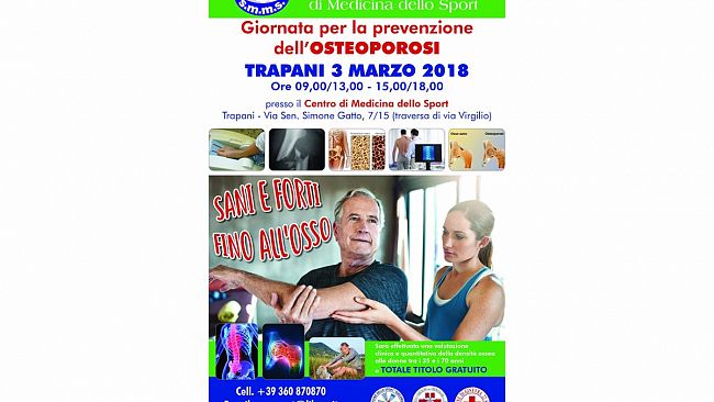Trapani, domani screening gratuiti per la prevenzione dell’’osteoporosi