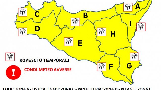 Rischio meteo-idrogeologico in tutta la Sicilia: allerta gialla domani 31 ottobre