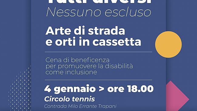 “Tutti diversi nessuno escluso”, iniziativa benefica al Circolo Tennis di Trapani