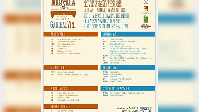 Marsala, appuntamenti “GaribalVini”. Gli eventi 2023 in calendario 