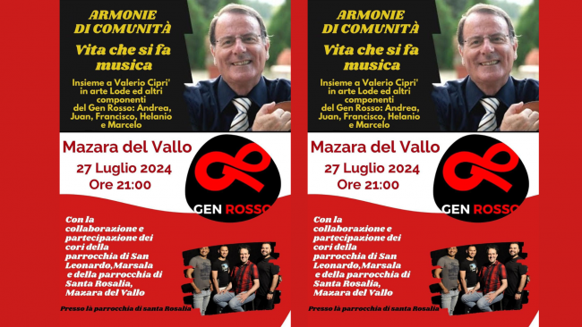 Mazara, parrocchia Santa Rosalia: il 27 luglio il concerto del gruppo Gen Rosso