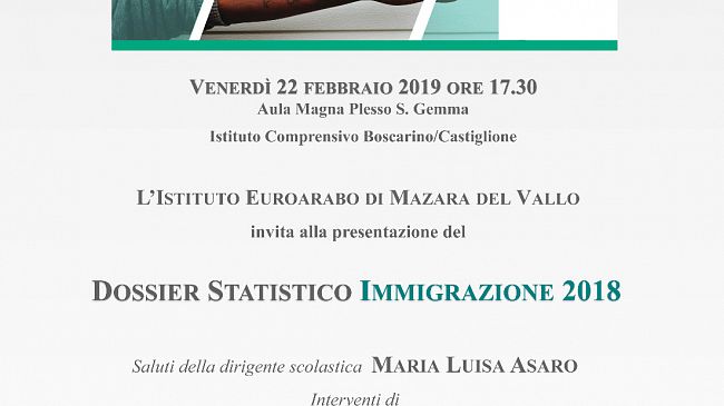 Sarà presentato all’ IC “Boscarino-Castiglione” il dossier statistico sull’immigrazione 2018