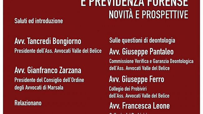 Convegno formativo per l’associazione Avvocati Valle del Belice