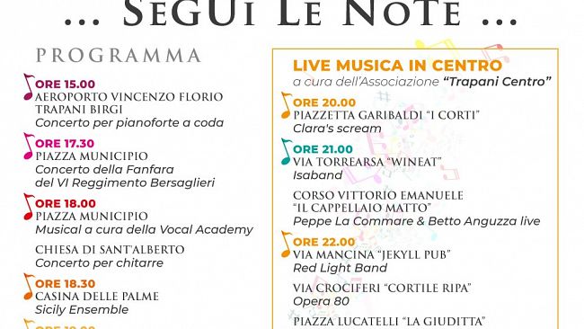 Trapani, tutto pronto per la Festa della Musica