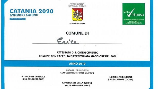 Erice tra i comuni più virtuosi per la raccolta differenziata. Soddisfazione del vice sindaco Mauro