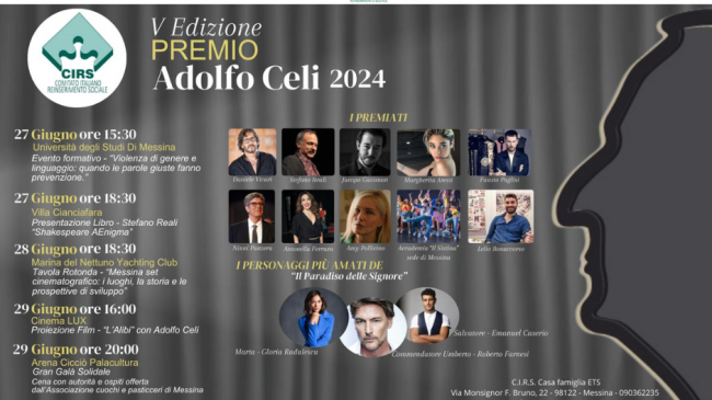 Messina, si avvicina la V edizione del Premio Adolfo Celi del C.I.R.S.