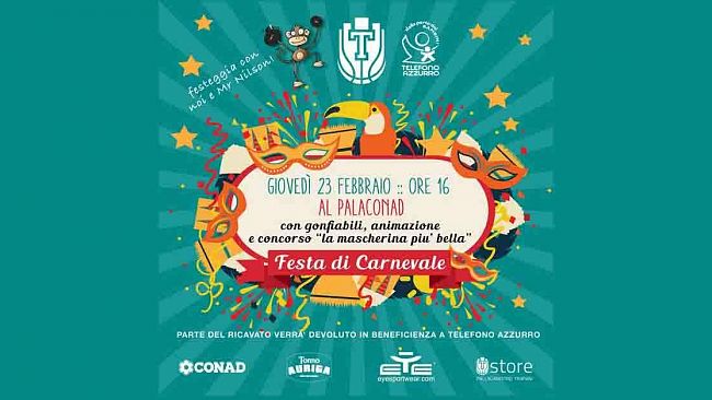 Trapani, il 23 febbraio la Festa di Carnevale della Pallacanestro Trapani con Telefono Azzurro