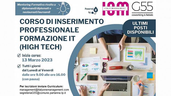 Il G55 Coworking/Fablab del Comune di Partanna si apre a nuove opportunità