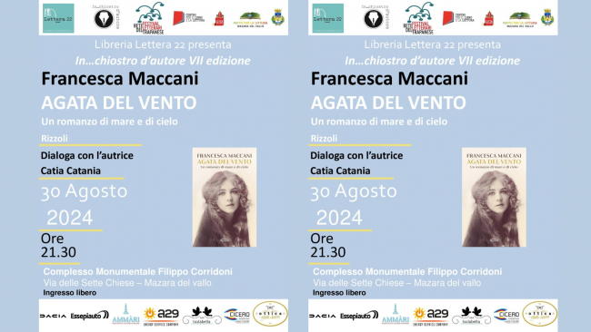 Mazara, il 30 agosto la presentazione del libro di Francesca Maccani
