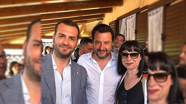 Il Ministro Matteo Salvini interviene al comizio finale del candidato sindaco Giorgio Randazzo