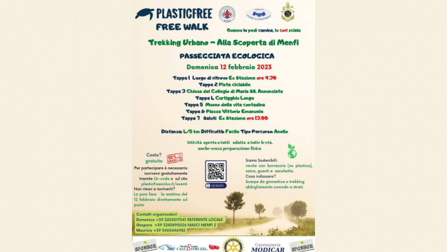 Menfi, domenica 12 passeggiata ecologica con Plasticfree Onlus