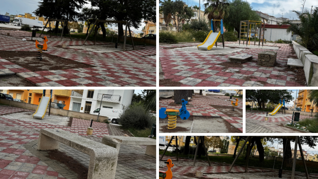 Partanna: lavori fermi al parco giochi di Largo Melchiorre Scalia