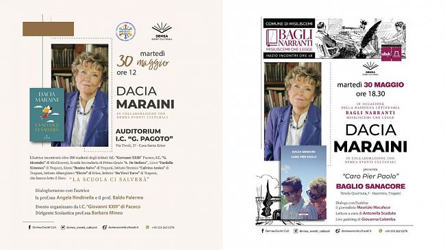 Dacia Maraini a Erice e Misiliscemi presenterà a studenti e lettori 2 suoi libri