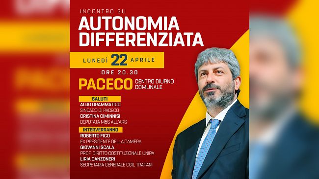 Ciminnisi, Autonomia differenziata: “la secessione dei ricchi”. Questa sera a Paceco incontro con Roberto Fico