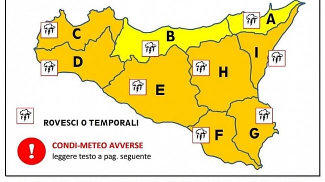 Allerta meteo arancione in tutta la provincia di Trapani