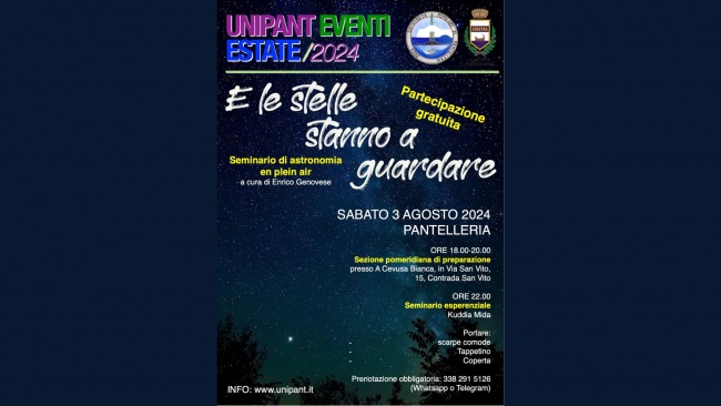 Pantelleria, il 3 agosto il seminario di astronomia en plein air