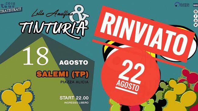 Lello Analfino e i Tinturia in concerto a Salemi. Appuntamento mercoledì 22 agosto