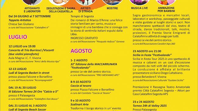 Prendono il via gli appuntamenti dell'estate 2025 a Calatafimi