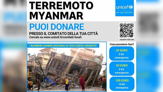 Raccolta fondi del Comitato Unicef Trapani per il Terremoto in Myanmar