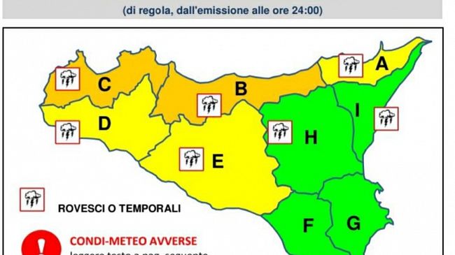 Meteo, allerta arancione nel trapanese