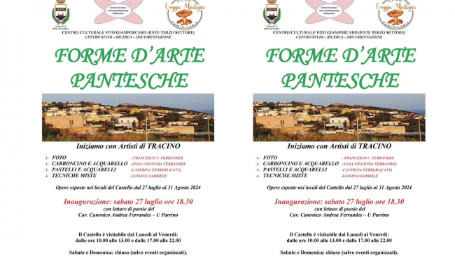 Pantelleria, dal 27 luglio al 31 agosto la mostra