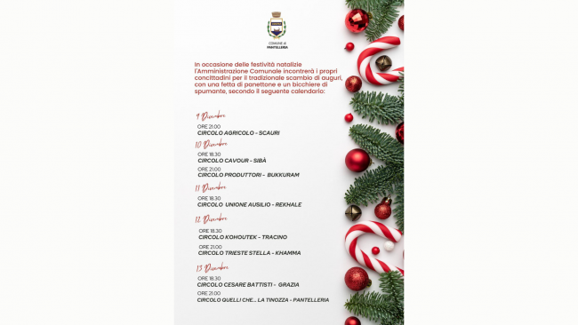 Pantelleria, l'Amministrazione incontra i circoli dell'isola per gli auguri di Natale 