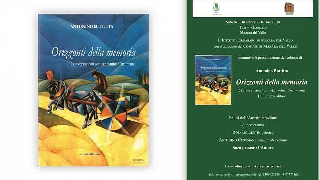 Mazara, l’Istituto Euroarabo presenta il volume di Antonino Buttitta, Orizzonti della memoria il 3 dicembre