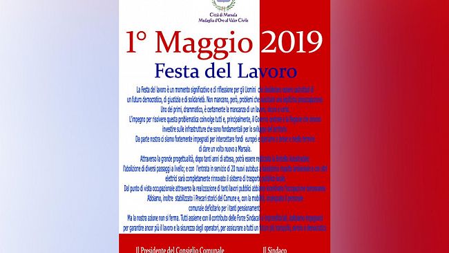 1° MAGGIO – FESTA DEL LAVORO, Messaggio del Sindaco Alberto Di Girolamo e del Presidente del Consiglio Comunale, Enzo Sturiano