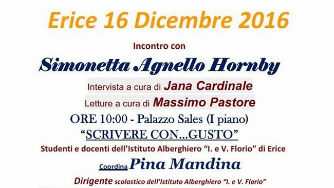Simonetta Agnello Hornby incontra gli studenti dell’Alberghiero di Erice