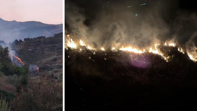 Incendio ad Angimbè: brucia sterpaglie col vento forte nonostante il divieto