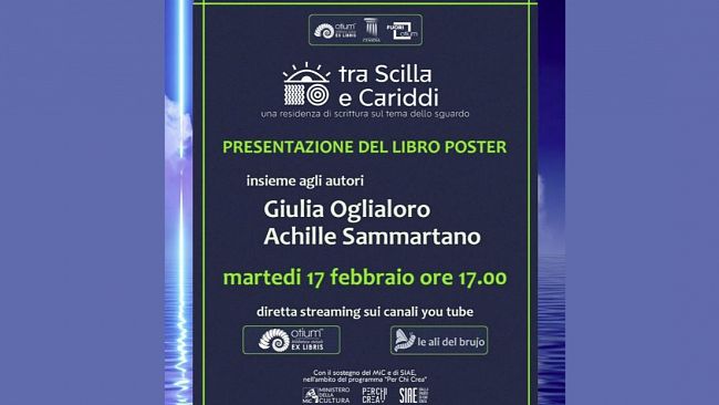 Presentazione on line del Libro Poster Tra Scilla e Cariddi, ospiti Giulia Oglialoro e Achille Sammartano