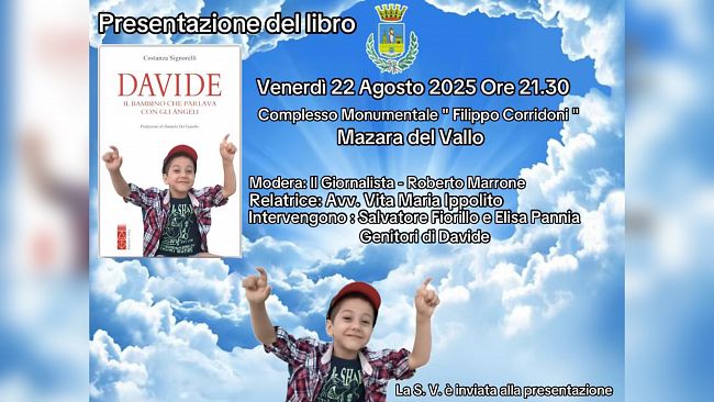 Davide, il bambino che parlava con gli angeli: la sua storia arriva a Mazara il 22 agosto