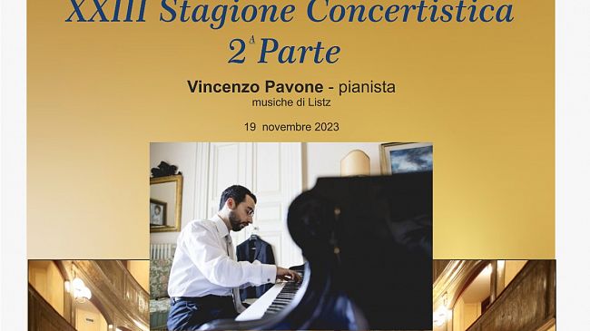 Il pianista Vincenzo Pavone al Teatro Sollima di Marsala  per la XXIII Stagione Concertistica