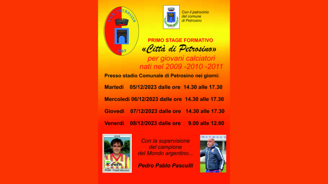 Al via lo stage giovanile dell'ASD Petrosino 1969 