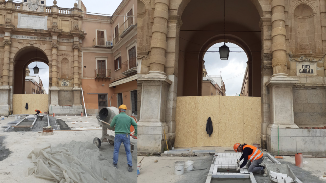 Marsala, iniziati i lavori per  la nuova pavimentazione in marmo di piazza Mameli 