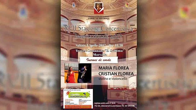 Marsala, XVII Stagione Concertistica Internazionale: “Incroci di Corde” di Maria e Cristian Florea