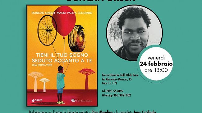 Erice, Duncan Okech presenta il libro “Tieni il tuo sogno seduto accanto a te