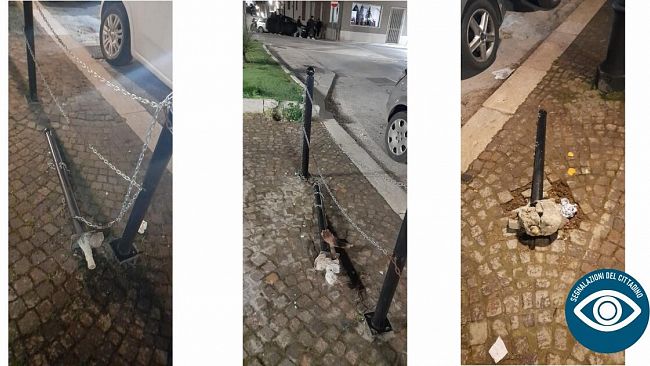 Segnalazioni del cittadino - Danneggiata la recinzione di piazza Umberto I